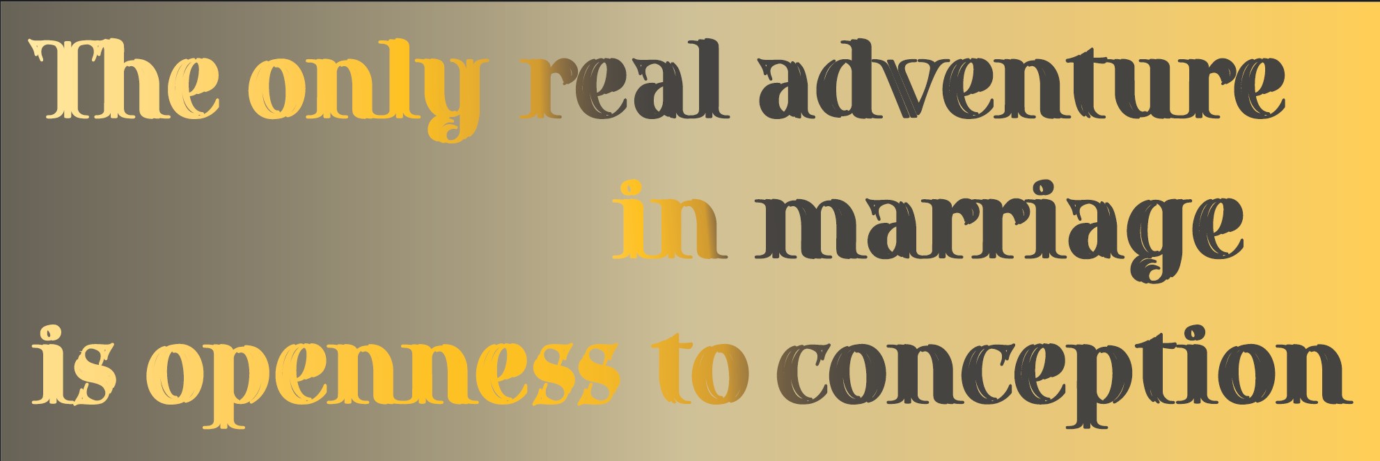 The only real adventure in marriage is openness to conception